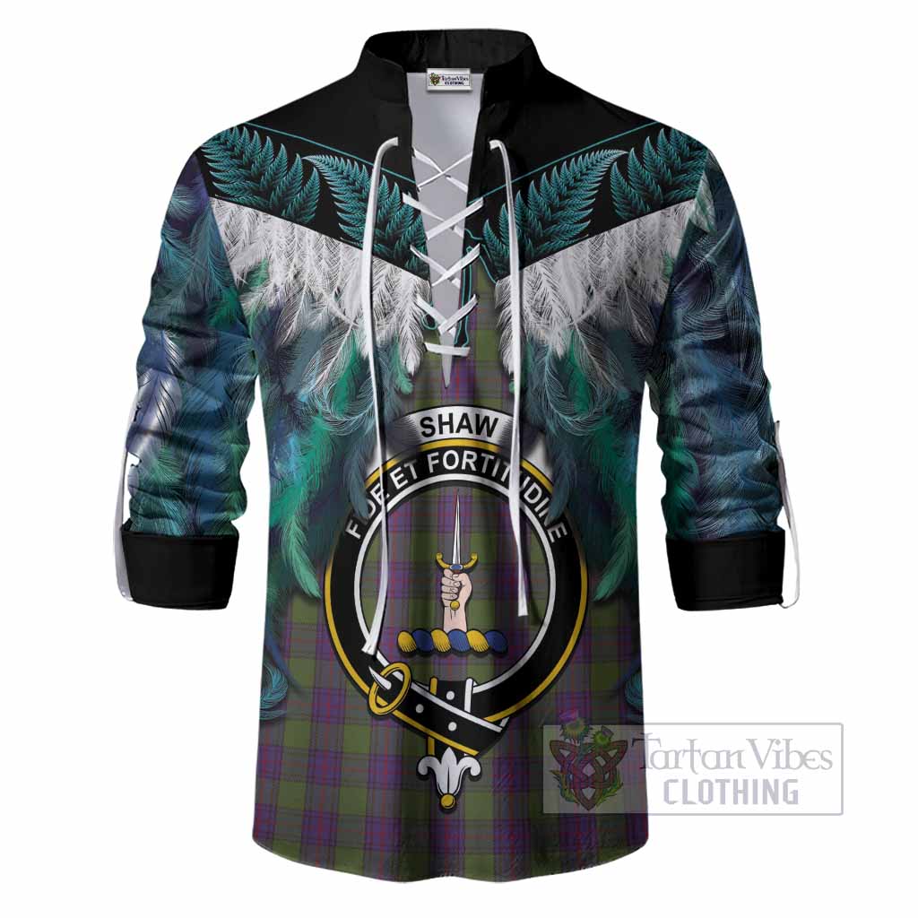 Shaw Tartan Crest Ghillie Shirt New Zealand Maori Korowai Cloak