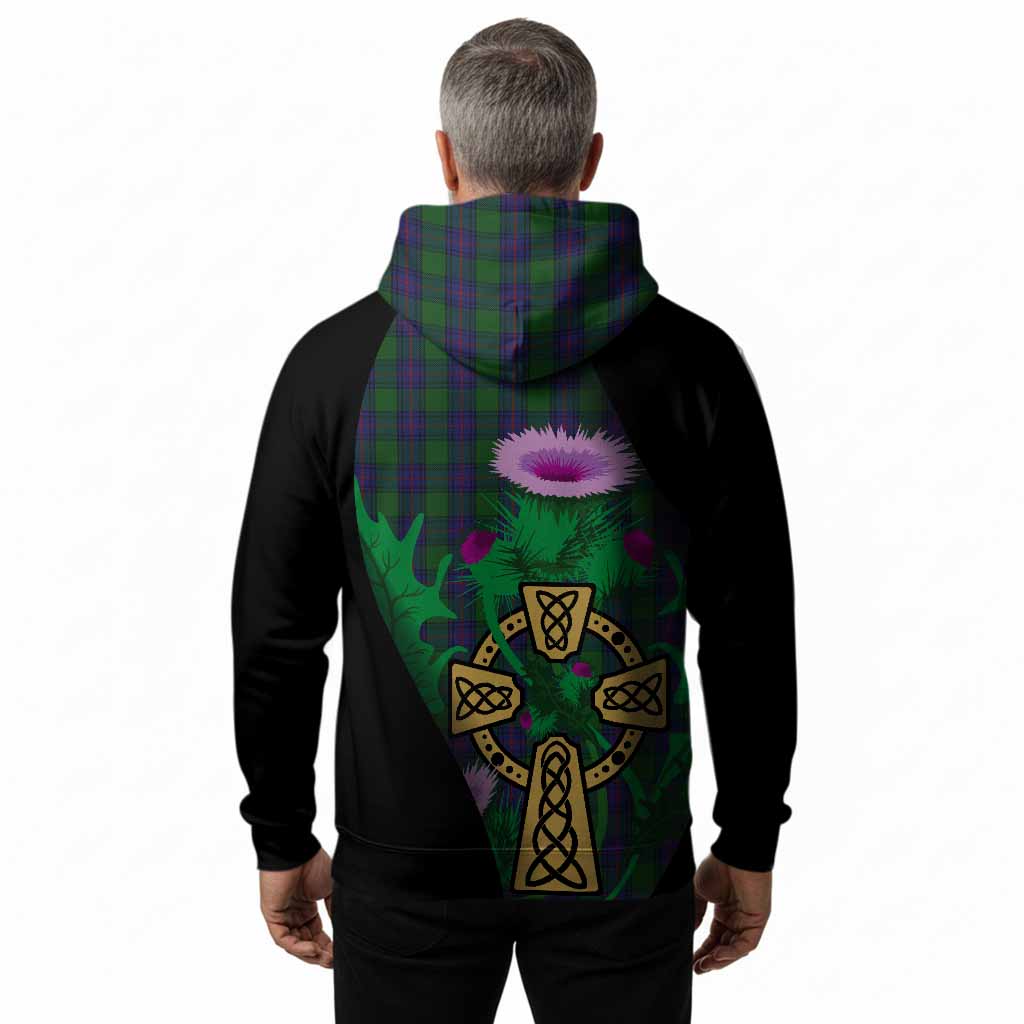 Shaw Tartan Crest Hoodie Celtic Cross Thistle Flowers