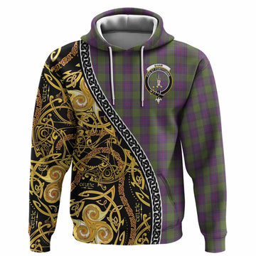 Shaw Tartan Crest Hoodie Celtic Knot and Triple Trickle Spiral Symbols
