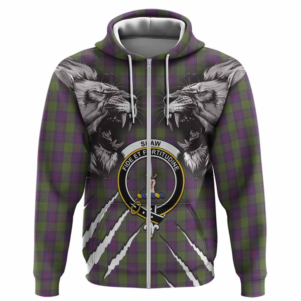 Shaw Tartan Crest Hoodie Ferocious Lion Style