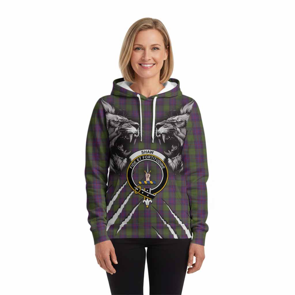 Shaw Tartan Crest Hoodie Ferocious Lion Style