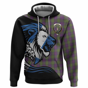Shaw Tartan Crest Hoodie Scottish Golden Lions Wave Flow