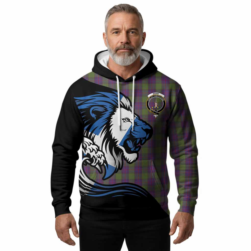Shaw Tartan Crest Hoodie Scottish Golden Lions Wave Flow
