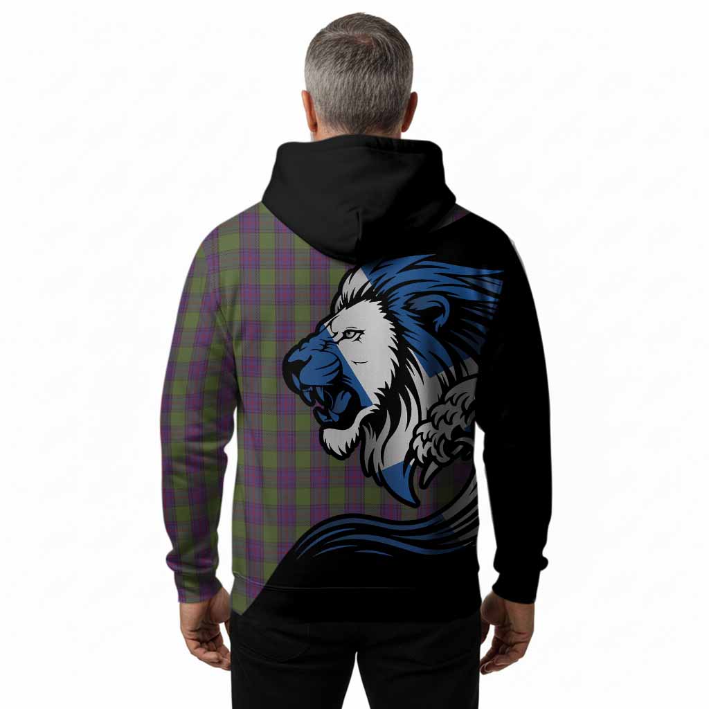 Shaw Tartan Crest Hoodie Scottish Golden Lions Wave Flow