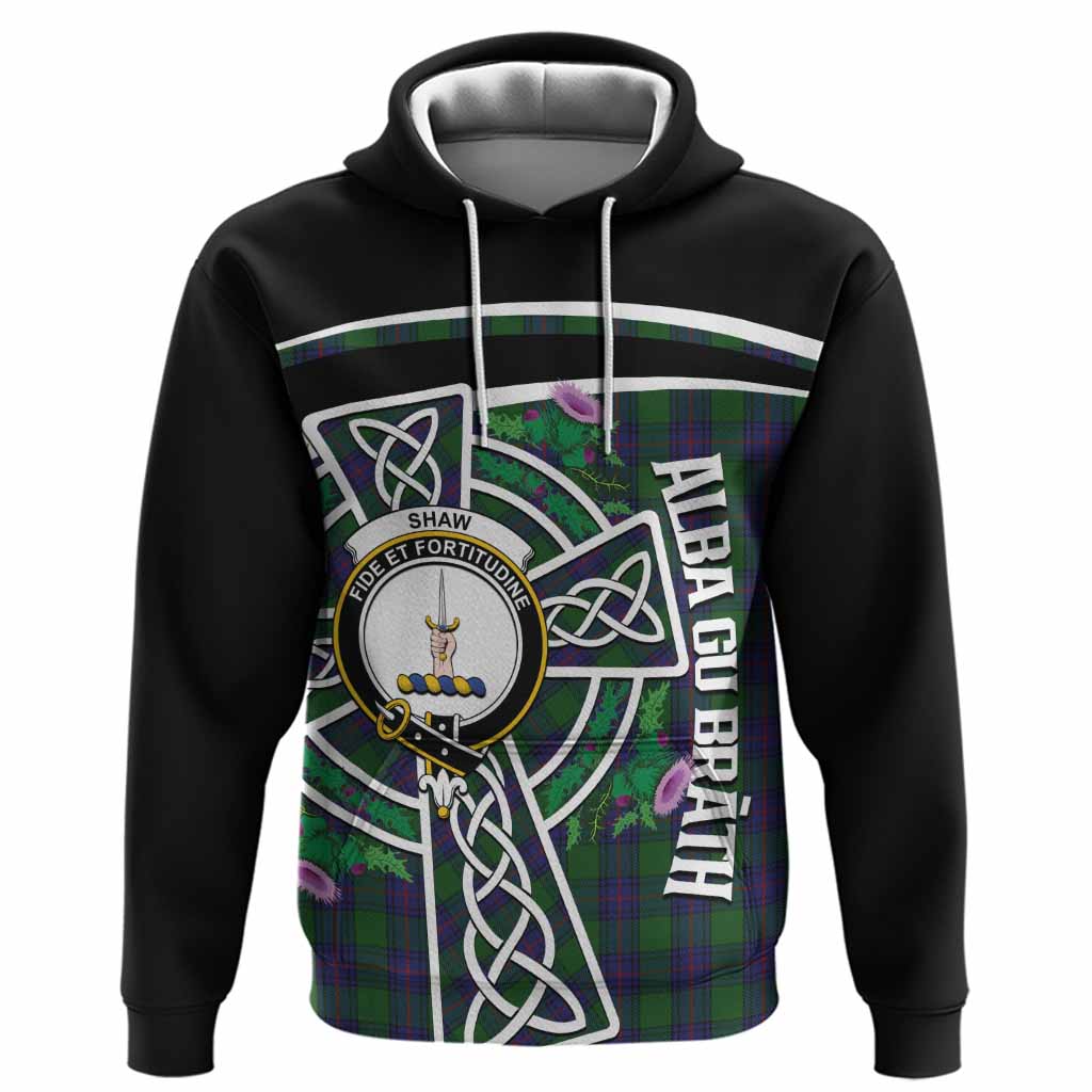 Shaw Tartan Crest Hoodie Scottish Thistle Celtic Cross Alba Gu Brath