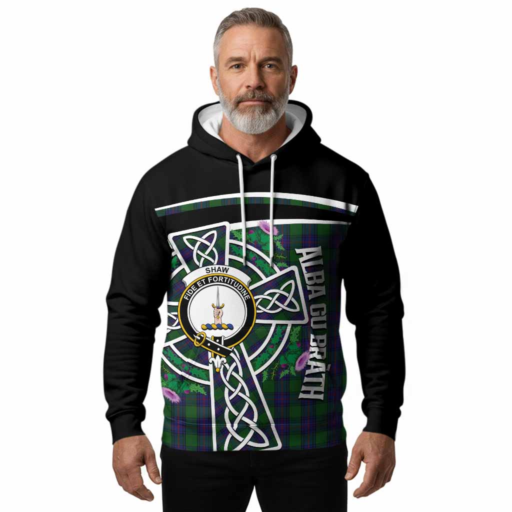 Shaw Tartan Crest Hoodie Scottish Thistle Celtic Cross Alba Gu Brath