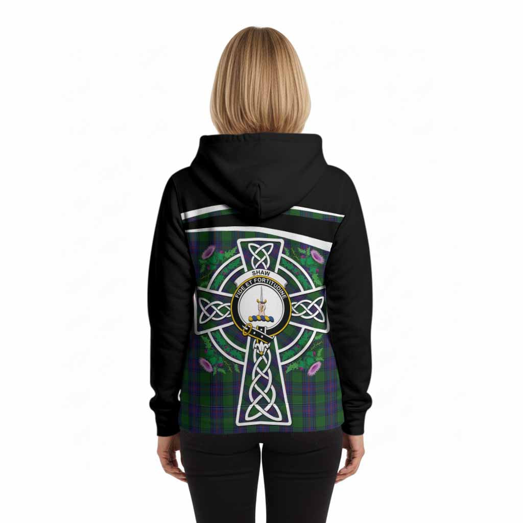 Shaw Tartan Crest Hoodie Scottish Thistle Celtic Cross Alba Gu Brath