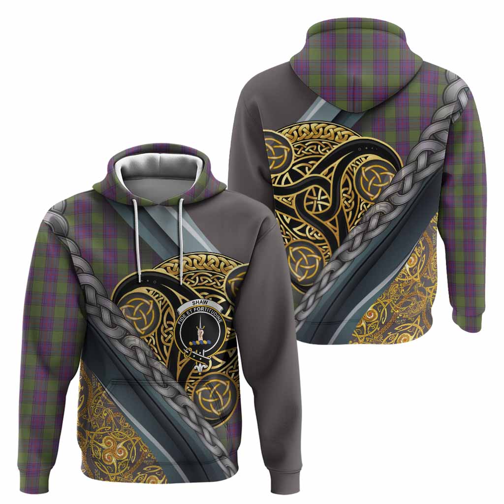 Shaw Tartan Crest Hoodie Scottish Triskele Celtic