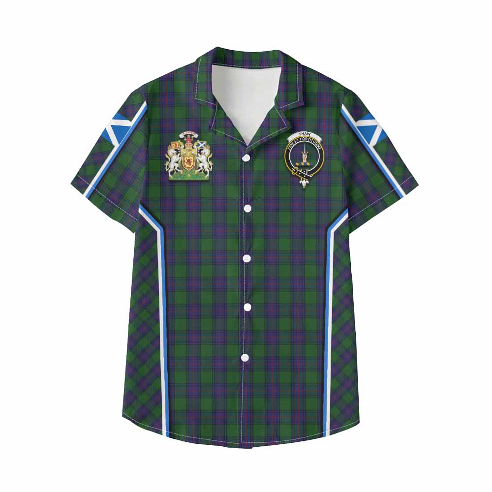 Shaw Tartan Crest Kid Hawaiian Shirt Scotland Coat of Arm Flag Style - Tartan Vibes Clothing