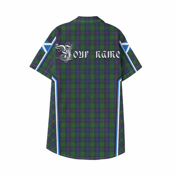 Shaw Tartan Crest Kid Hawaiian Shirt Scotland Coat of Arm Flag Style