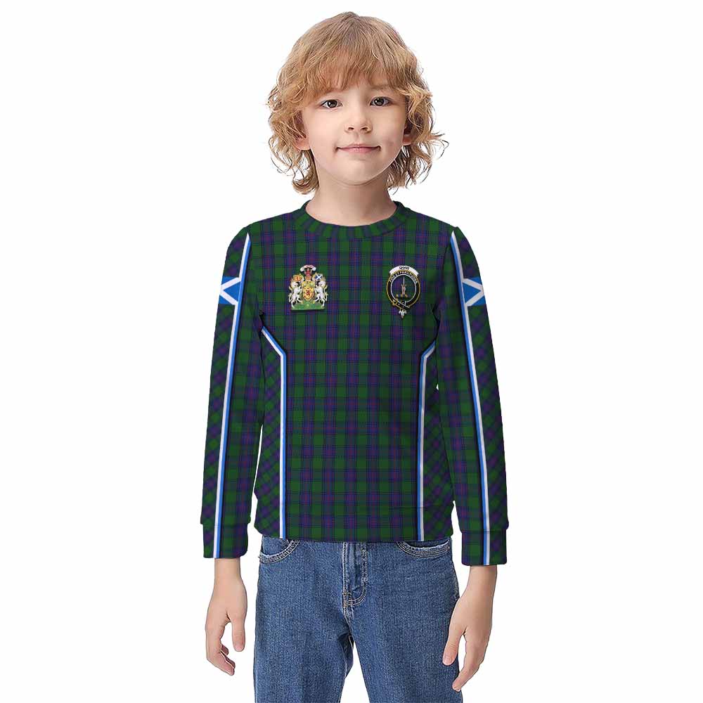 Shaw Tartan Crest Kid Knitted Sweatshirt Scotland Coat of Arm Flag Style - Tartan Vibes Clothing
