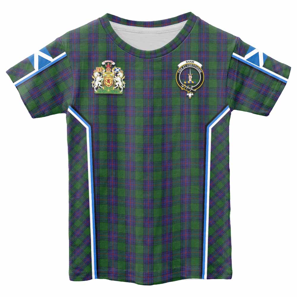 Shaw Tartan Crest Kid T-shirt Scotland Coat of Arm Flag Style - Tartan Vibes Clothing