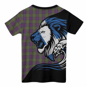 Shaw Tartan Crest Kid T-shirt Scottish Golden Lions Wave Flow