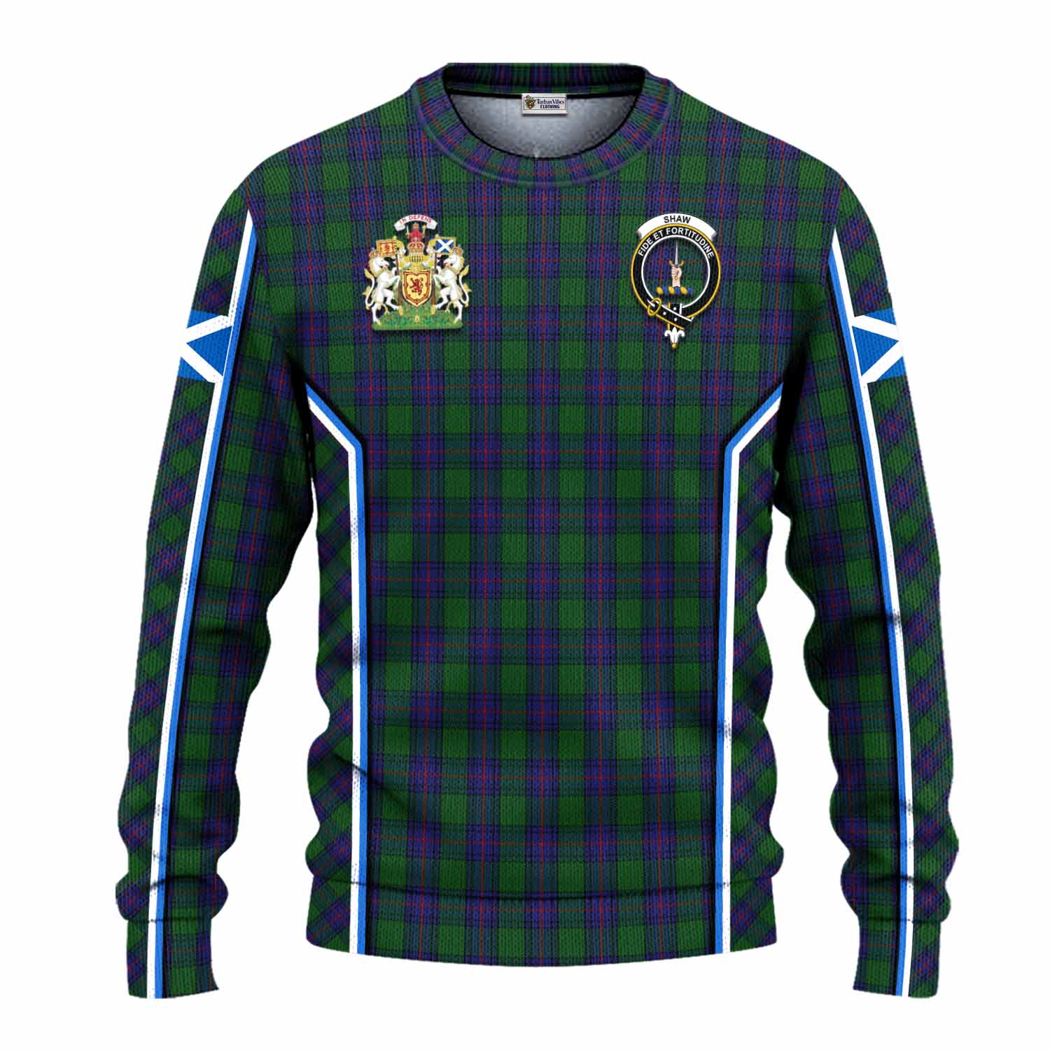 Shaw Tartan Crest Knitted Sweater Scotland Coat of Arm Flag Style - Tartan Vibes Clothing