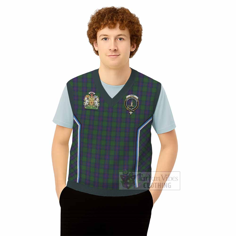 Shaw Tartan Crest Knitted V-Neck Vest Scotland Coat of Arm Flag Style - Tartan Vibes Clothing