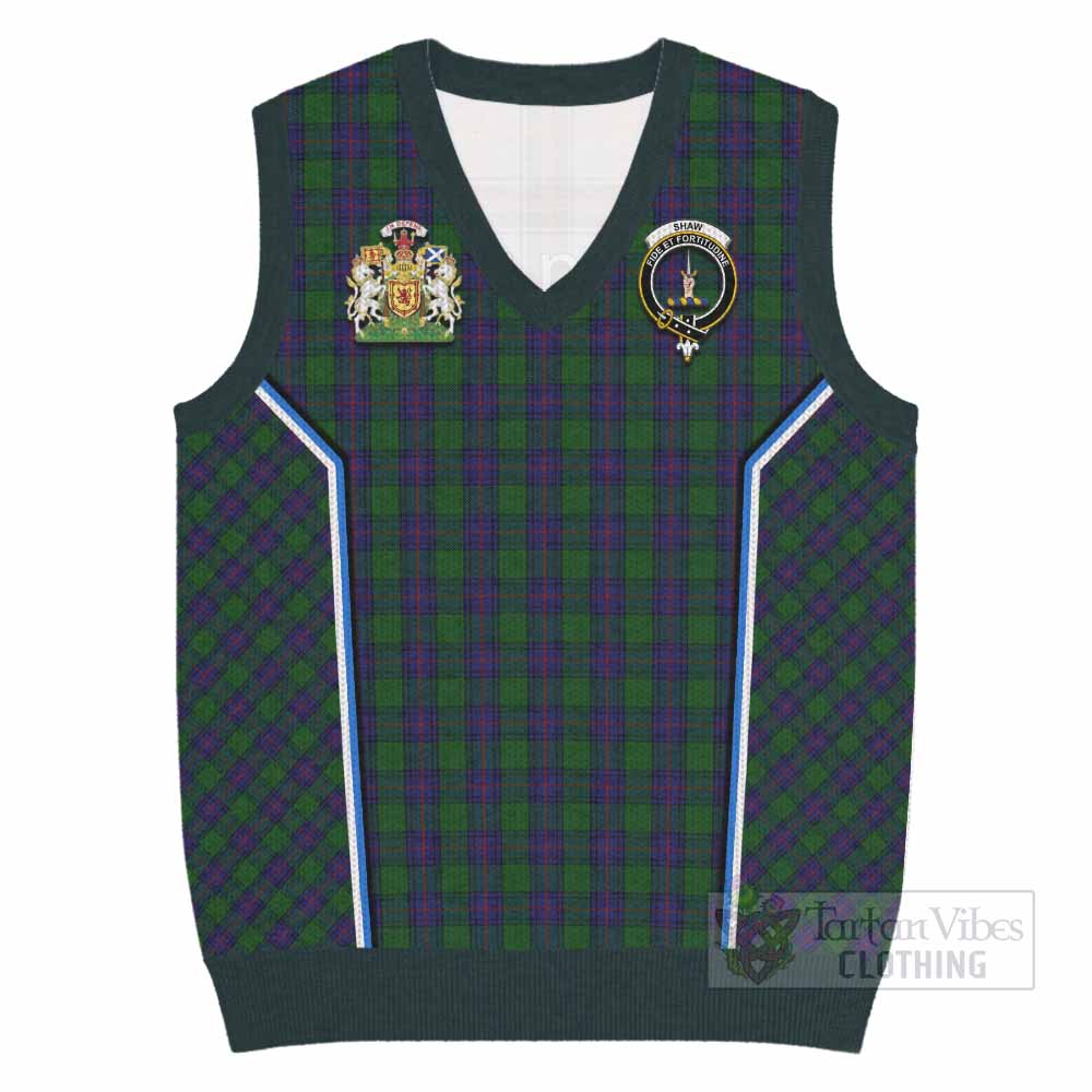 Shaw Tartan Crest Knitted V-Neck Vest Scotland Coat of Arm Flag Style - Tartan Vibes Clothing