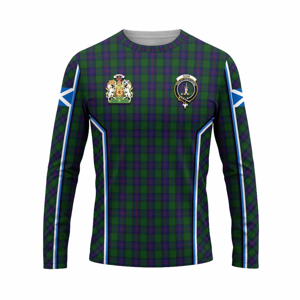 Shaw Tartan Crest Long Sleeve T-Shirt Scotland Coat of Arm Flag Style - Tartan Vibes Clothing