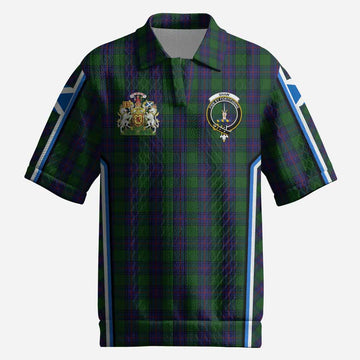 Shaw Tartan Crest Men’s Polo Sweater Top Scotland Coat of Arm Flag Style