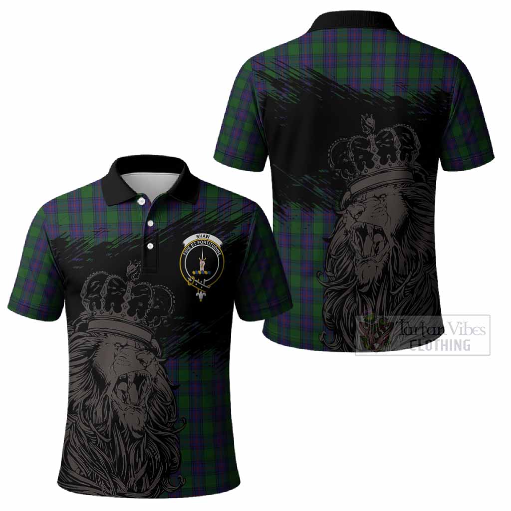 Shaw Tartan Crest Polo Shirt Crowned Lion Heritage Style