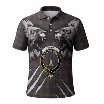 Shaw Tartan Crest Polo Shirt Ferocious Lion Style
