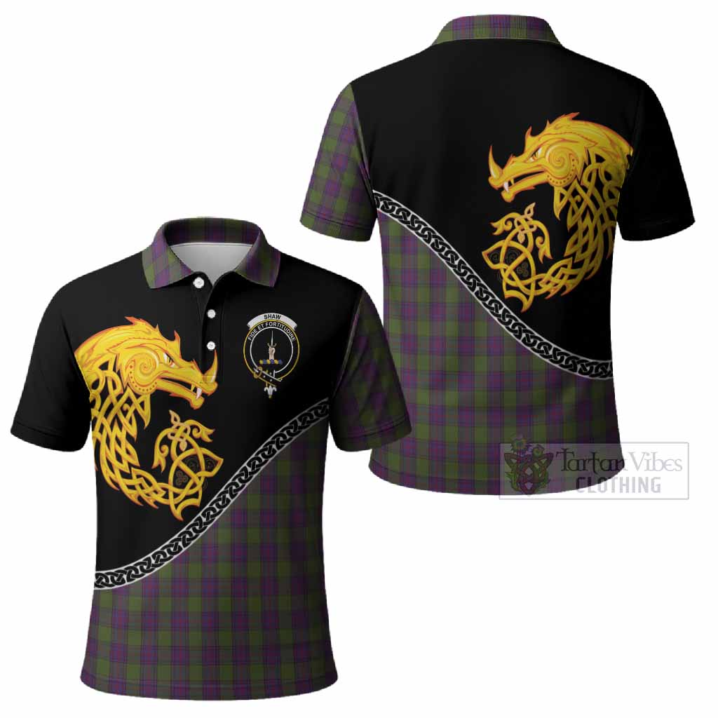 Shaw Tartan Crest Polo Shirt Legendary Dragon Knot Half Style