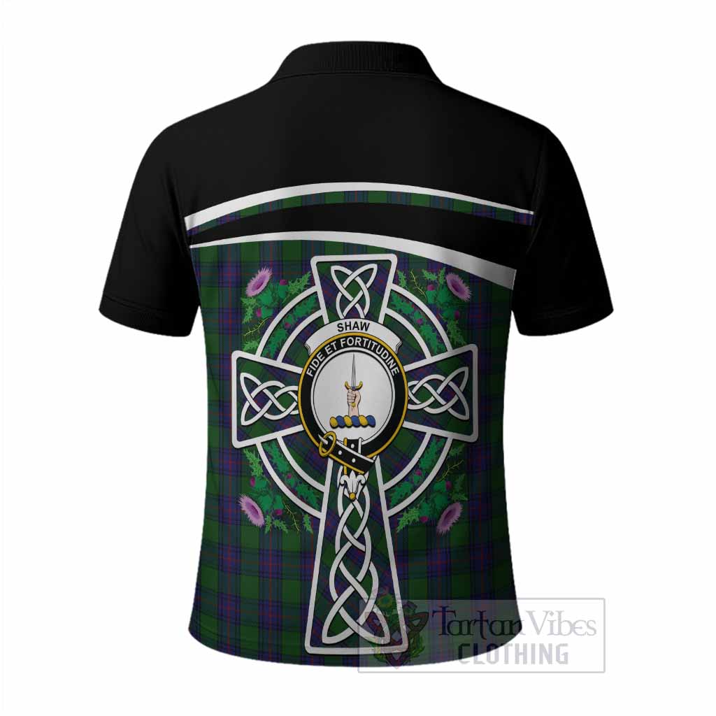 Shaw Tartan Crest Polo Shirt Scottish Thistle Celtic Cross Alba Gu Brath