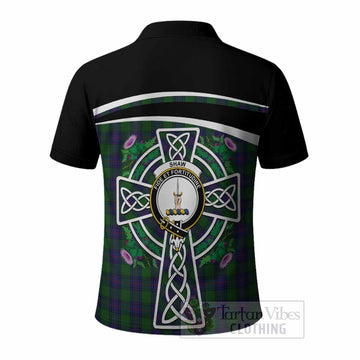 Shaw Tartan Crest Polo Shirt Scottish Thistle Celtic Cross Alba Gu Brath