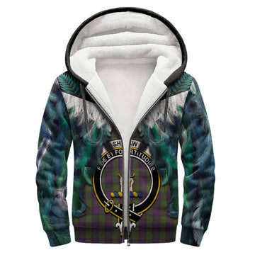 Shaw Tartan Crest Sherpa Hoodie New Zealand Maori Korowai Cloak
