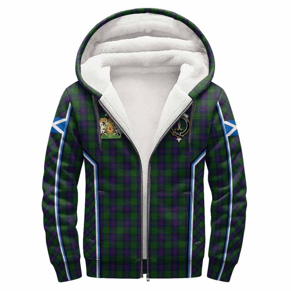 Shaw Tartan Crest Sherpa Hoodie Scotland Coat of Arm Flag Style - Tartan Vibes Clothing