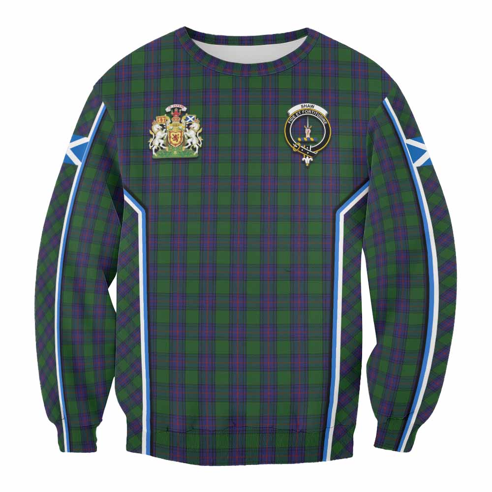 Shaw Tartan Crest Sweatshirt Scotland Coat of Arm Flag Style - Tartan Vibes Clothing