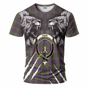Shaw Tartan Crest T-Shirt Ferocious Lion Style