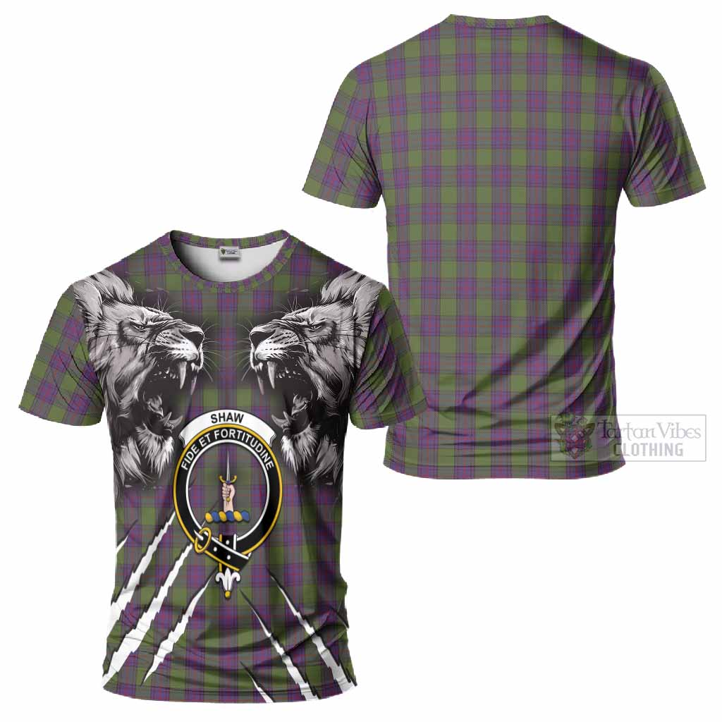 Shaw Tartan Crest T-Shirt Ferocious Lion Style