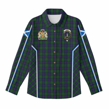 Shaw Tartan Crest Women Casual Shirt Scotland Coat of Arm Flag Style