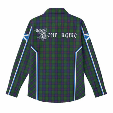 Shaw Tartan Crest Women Casual Shirt Scotland Coat of Arm Flag Style