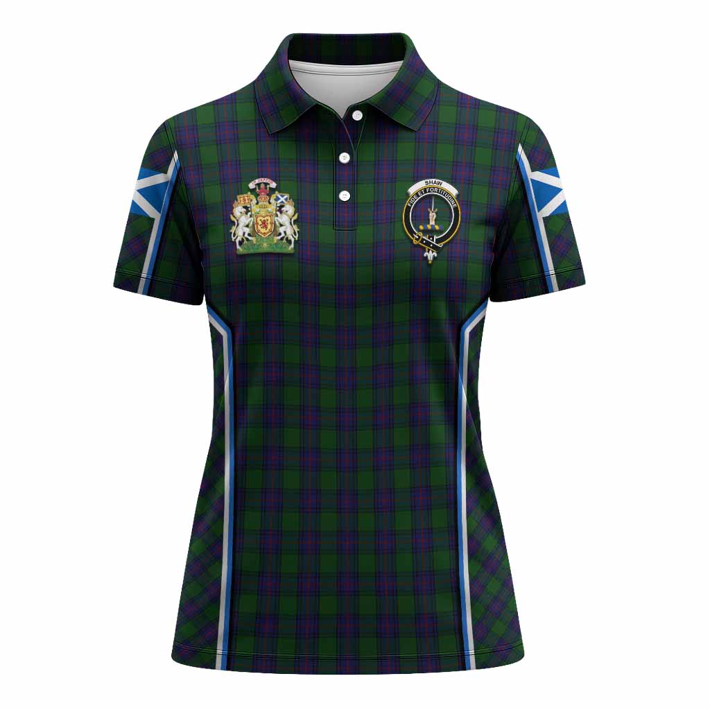 Shaw Tartan Crest Women's Polo Shirt Scotland Coat of Arm Flag Style - Tartan Vibes Clothing