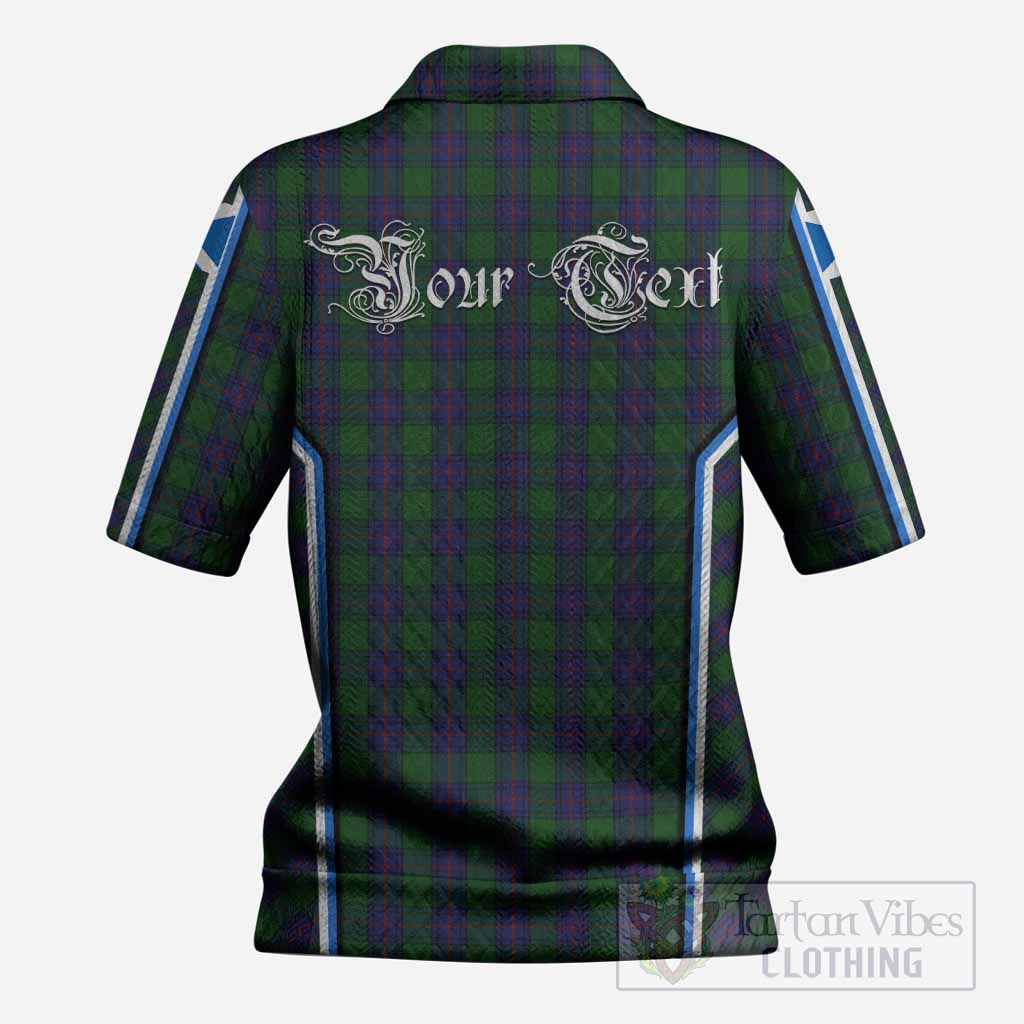 Shaw Tartan Crest Women’s Polo Sweater Top Scotland Coat of Arm Flag Style