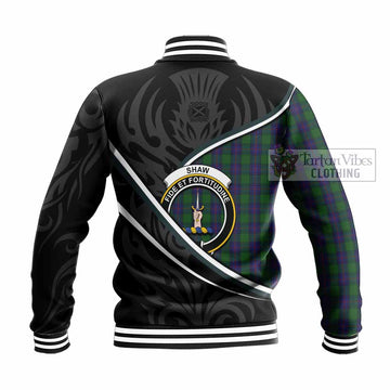 Shaw Tartan Family Crest Baseball Jacket Celtic Scottish Thistle Floral