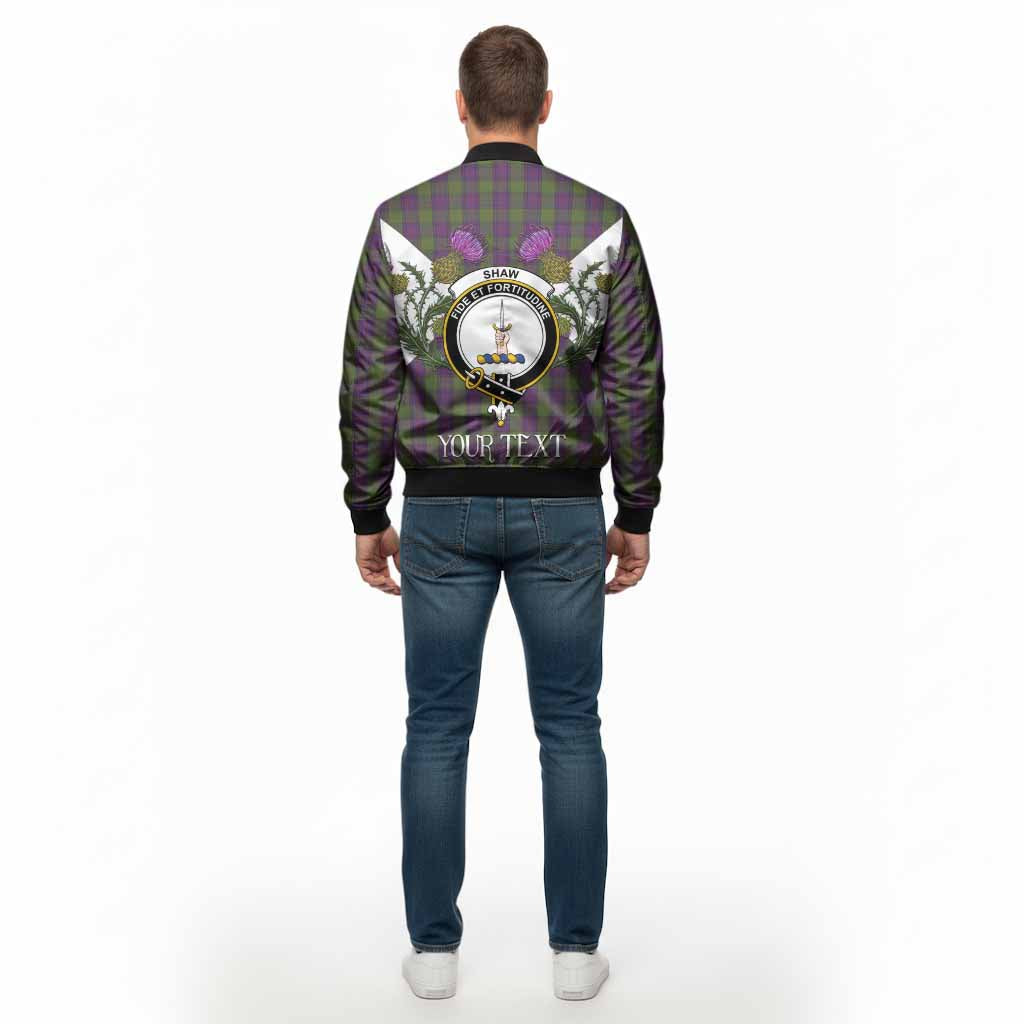 Shaw Tartan Family Crest Bomber Jacket Scottish Burns Night Thistle Floral
