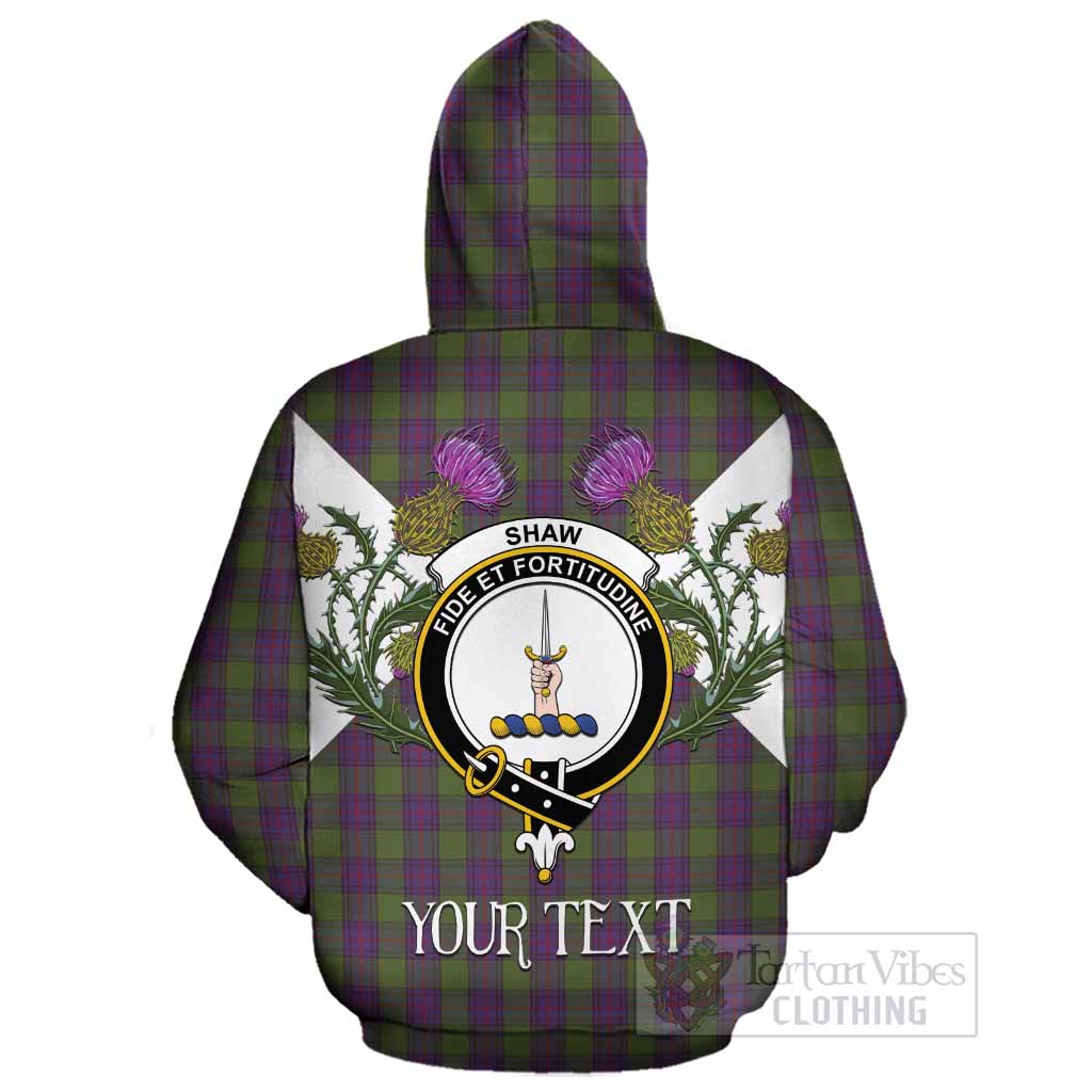 Shaw Tartan Family Crest Cotton Hoodie Scottish Burns Night Thistle Floral
