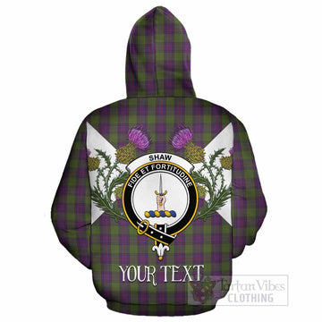 Shaw Tartan Family Crest Cotton Hoodie Scottish Burns Night Thistle Floral