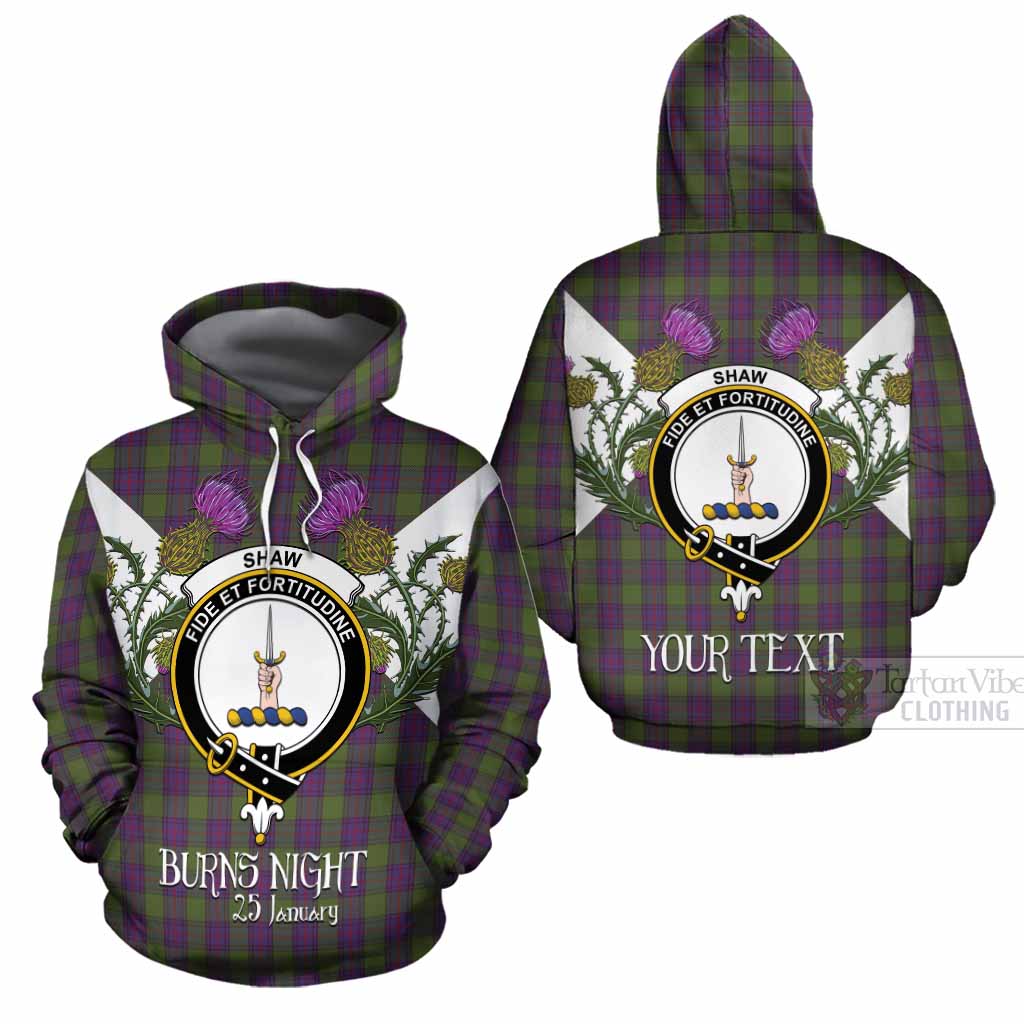 Shaw Tartan Family Crest Cotton Hoodie Scottish Burns Night Thistle Floral