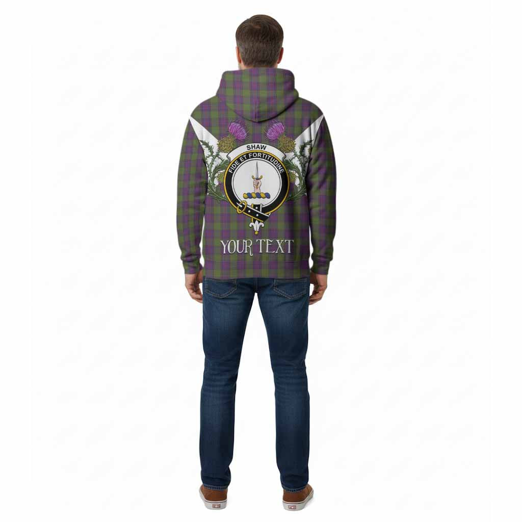 Shaw Tartan Family Crest Cotton Hoodie Scottish Burns Night Thistle Floral
