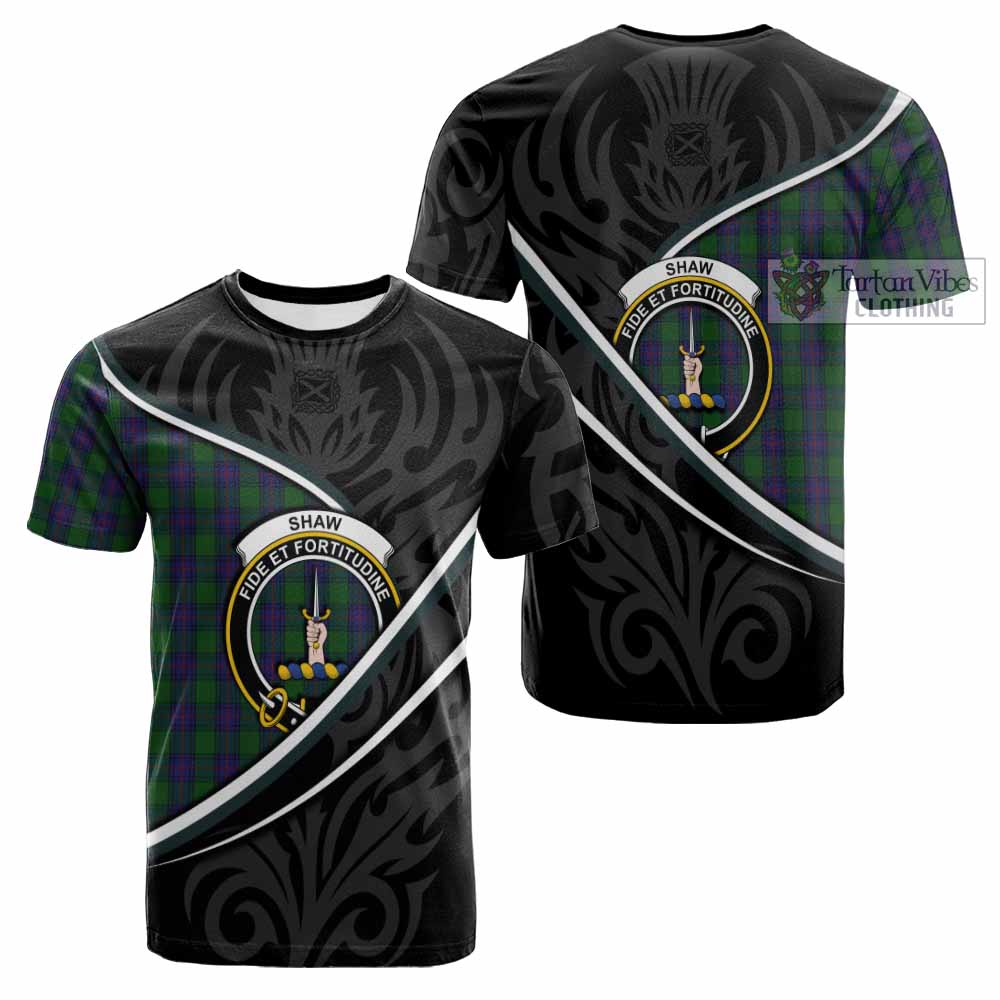 Shaw Tartan Family Crest Cotton T-shirt Celtic Scottish Thistle Floral - Tartan Vibes Clothing