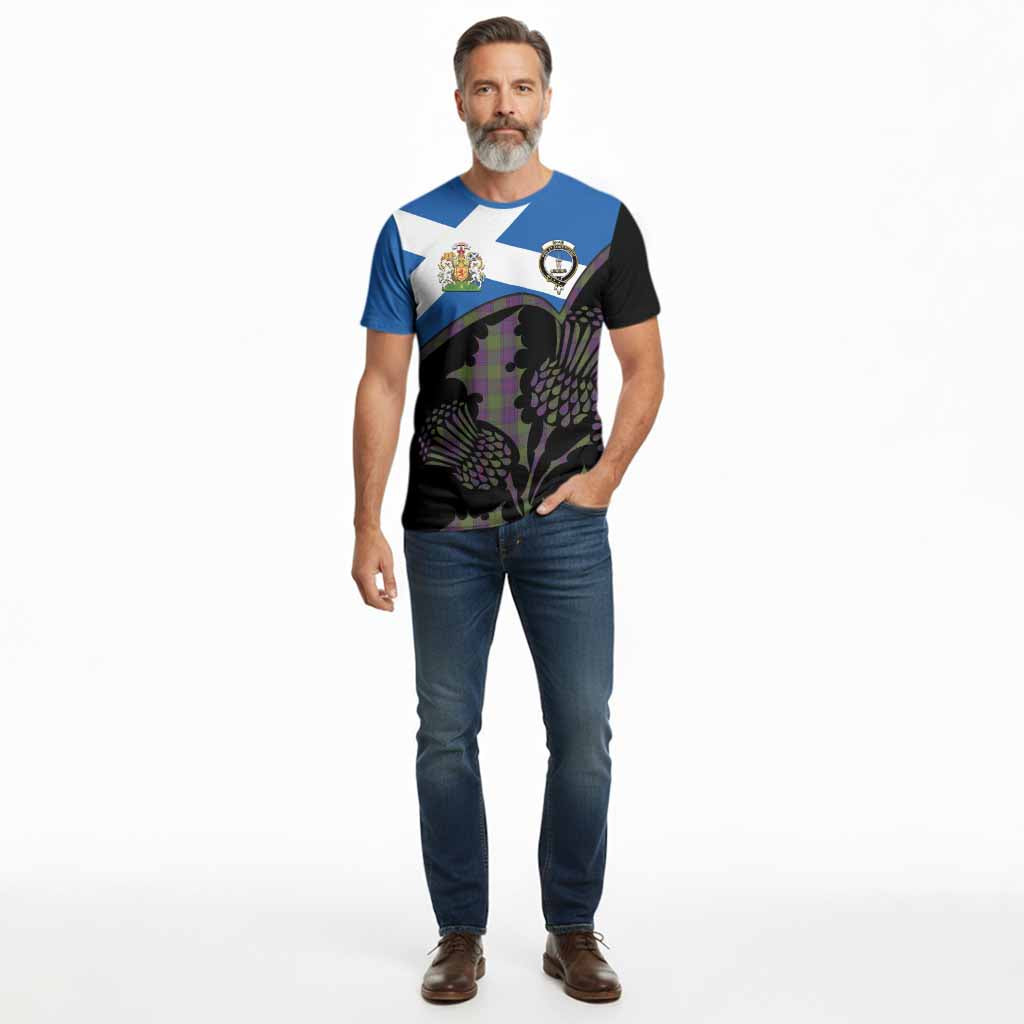 Shaw Tartan Family Crest Cotton T-shirt Scotland Thistle Floral Flag Style