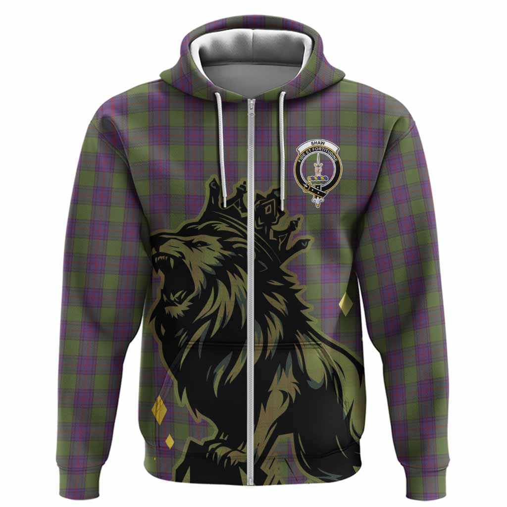 Shaw Tartan Family Crest Hoodie Crowned Lion Roaring