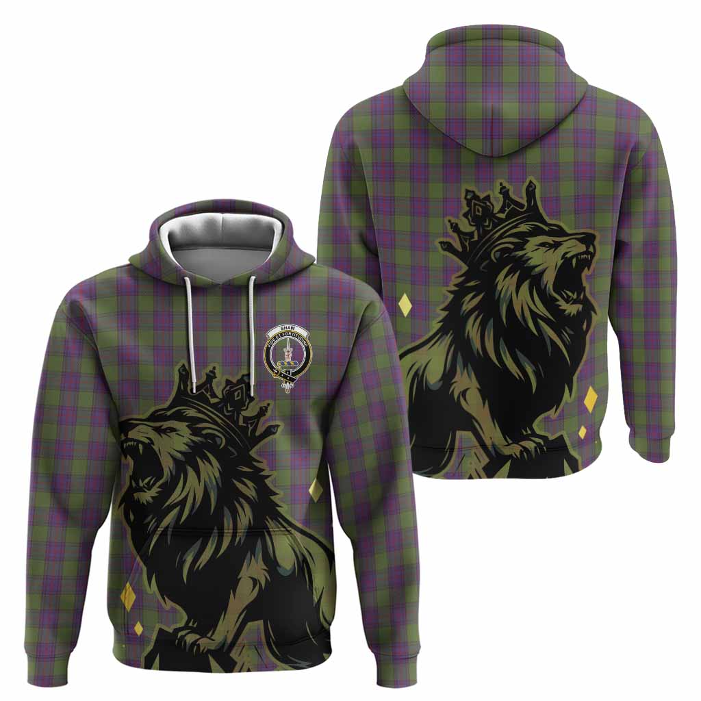 Shaw Tartan Family Crest Hoodie Crowned Lion Roaring