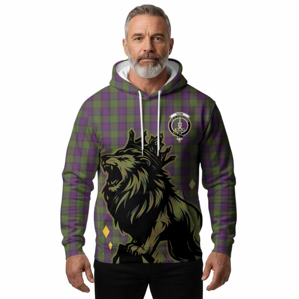 Shaw Tartan Family Crest Hoodie Crowned Lion Roaring
