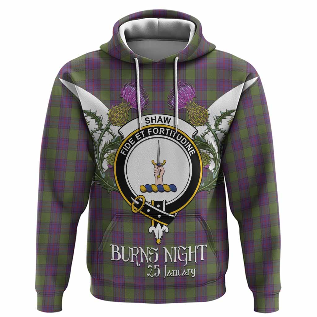 Shaw Tartan Family Crest Hoodie Scottish Burns Night Thistle Floral