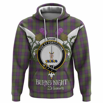 Shaw Tartan Family Crest Hoodie Scottish Burns Night Thistle Floral