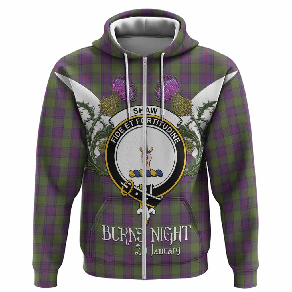 Shaw Tartan Family Crest Hoodie Scottish Burns Night Thistle Floral